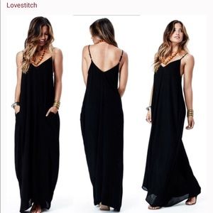 Black love stitch maxi dress